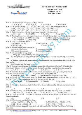 Đề thi thử tốt nghiệp THPT năm học 2014  2015 môn Hóa học 12